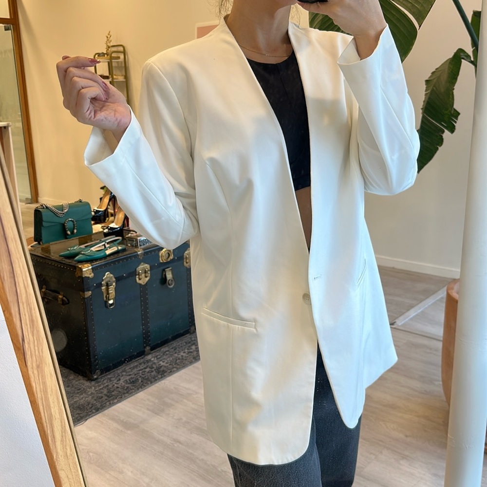 Viscos Blend Blazer Off White